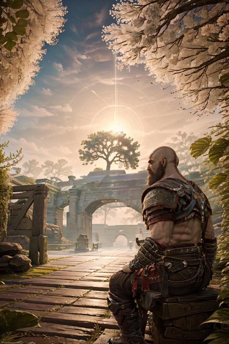 10175-1871366515-(masterpiece, best quality, detailed_1.2),   , kratosGOW_soul3142, sitting, outdoors, armor, tree, scenery, from side,.jpg